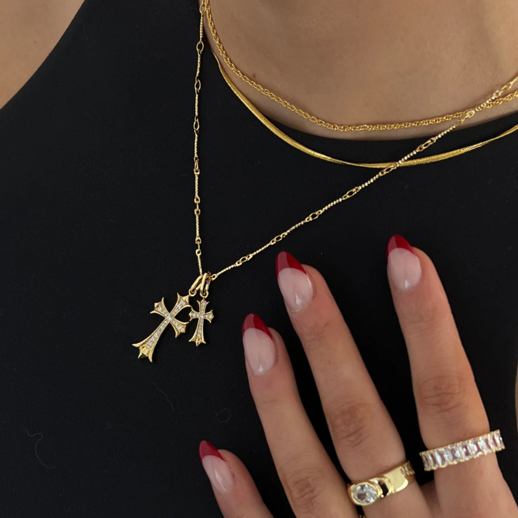 Mixing and Matching Double Cross Necklaces with Other Jewelry